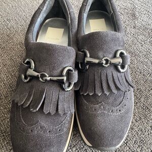 Dolce Vita Charcoal Suede Platform Loafers